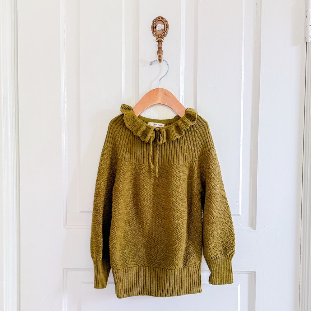 Soor Ploom Green Cowl Neck Sweater with Relaxed Fit